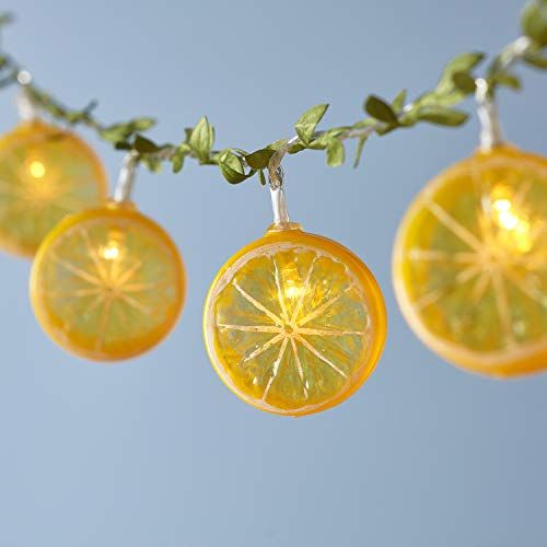 Lights4fun 10 Lemon Slice Fruit Battery Operated String Fairy Lights Warm White LEDs 1.35m with Timer