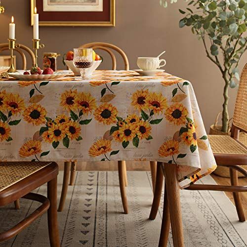 Round Table Cloth Cover Decor Printing Floral Durable For Holiday Party Square 