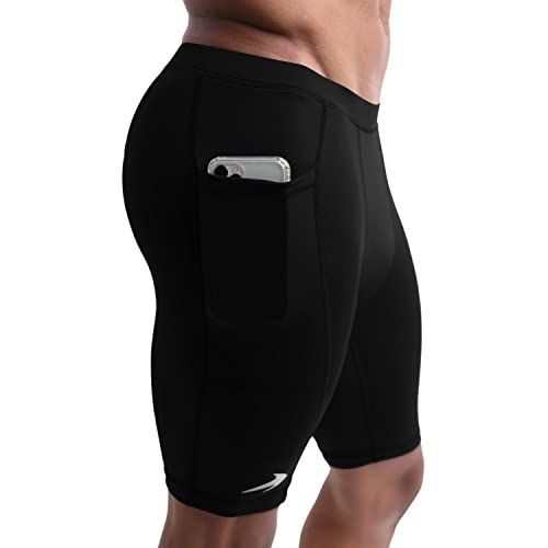 Men's 8 Polyester Compression Shorts W/ Pockets - Light Gray