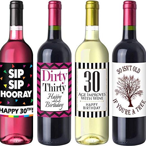 30th Birthday Wine Bottle Labels