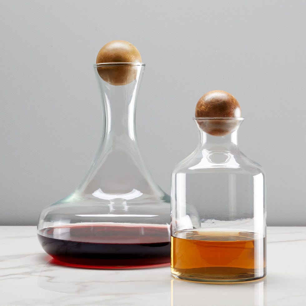 West Elm Glass Decanter with Wood Stopper