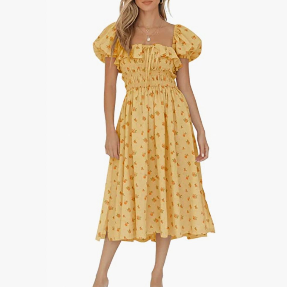 Floral Vintage Ruffles Midi Dress