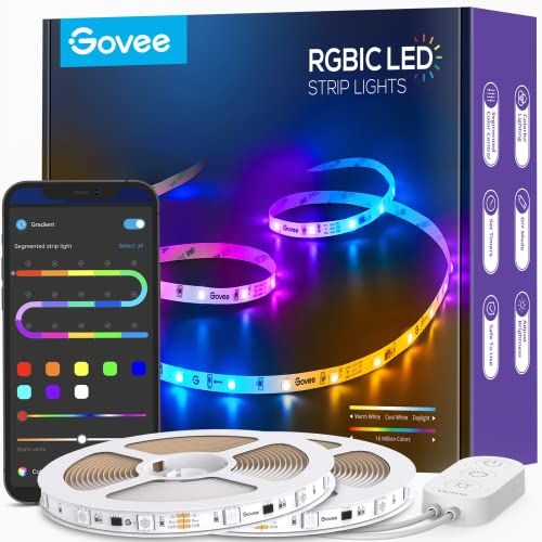 Govee 100ft RGBIC LED Strip Lights, Smart LED Lights for Bedroom, Bluetooth  LED Lights APP Control, DIY Multiple Colors on One Line, Color Changing