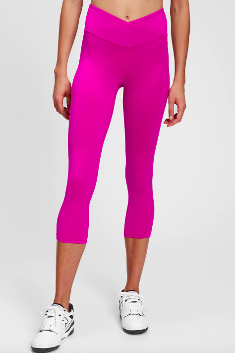 90 Degree by Reflex Women’s Size XS Cropped Leggings Yoga Capri Neon Hot  Pink 