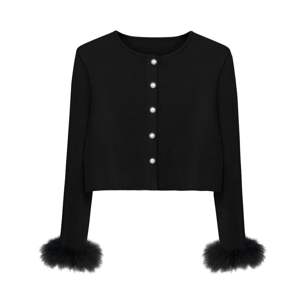 Knitted Cardigan with Detachable Feathers