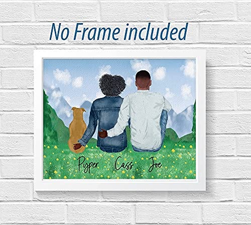 Personalized Couple and Dog Print
