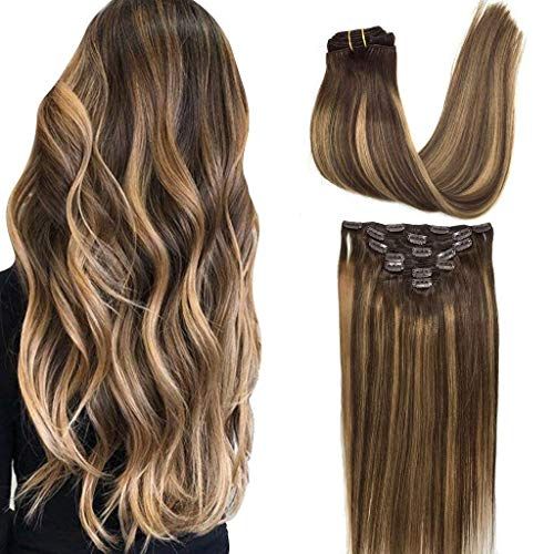 White and Green extensions 20 inch wigs 4 pieces/clip style synthetic hair  extensions for women's daily use Hair clips for hair extensions