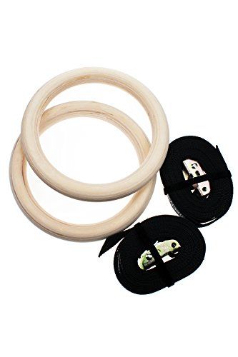 Sundried Wooden Gymnastic Rings with Straps Exercise Gym Rings High Intensity Fitness Training Gymnastics Athletic Dip Rings