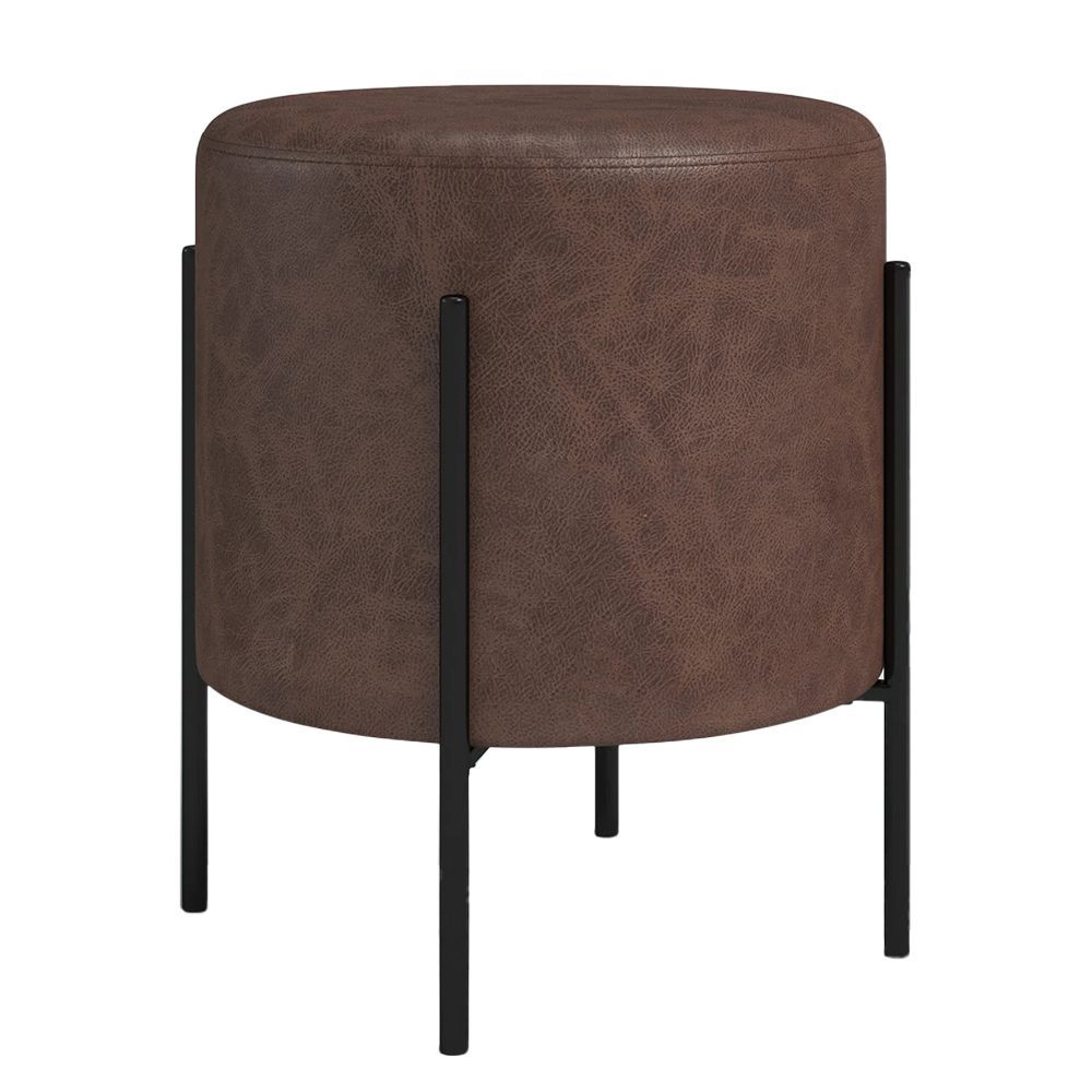 1662997587 Wide Faux Leather Round Standard Ottoman 1662997584 