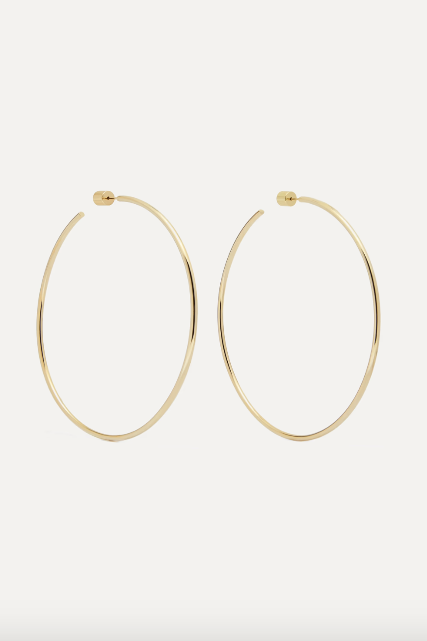 3"" Thread gold-plated hoop earrings