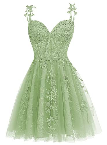 Green Floral Short Homecoming Dress