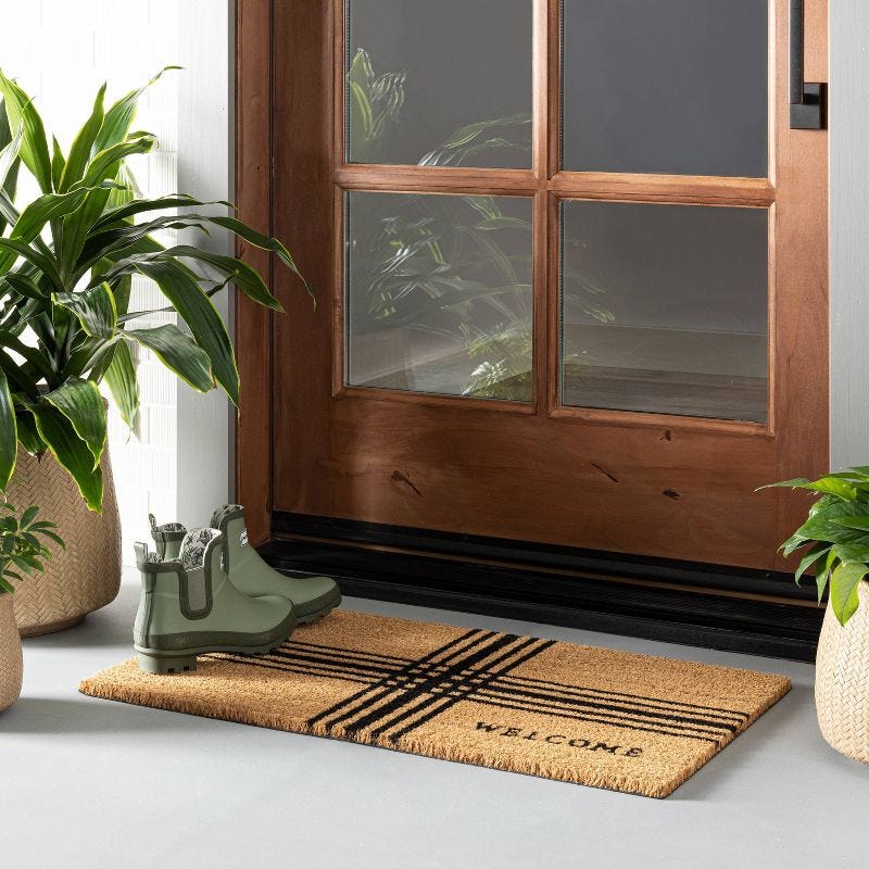 Cross Stripes Welcome Coir Doormat