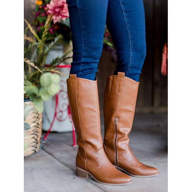 Cognac western riding boots