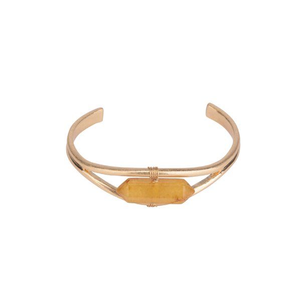 Gold with Yellow Crystal Cuff Bracelet