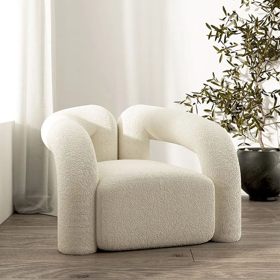 Homary Modern White Bouclé Accent Chair