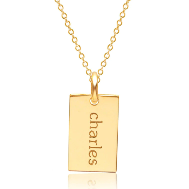 Gold Mini Dog Tag Necklace