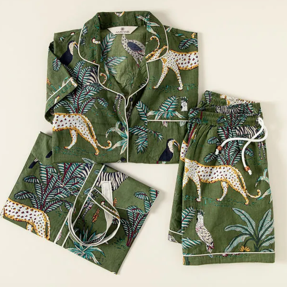 Jungle Print Pajama Short Sets