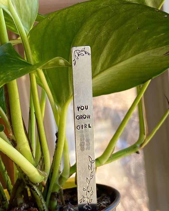 'You Grow, Girl' Metal Plant Marker