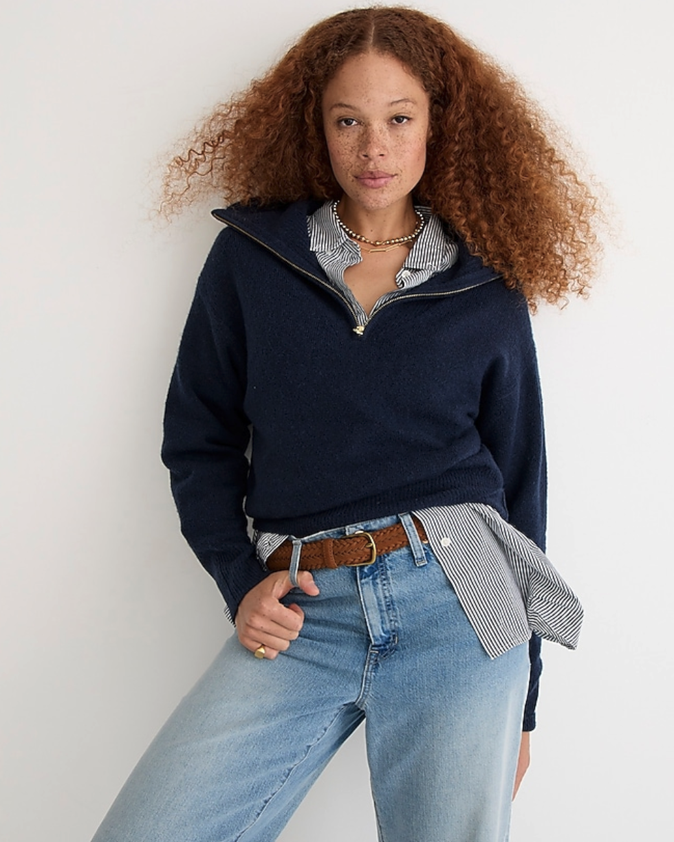 J. Crew Relaxed Half-Zip Stretch Sweater