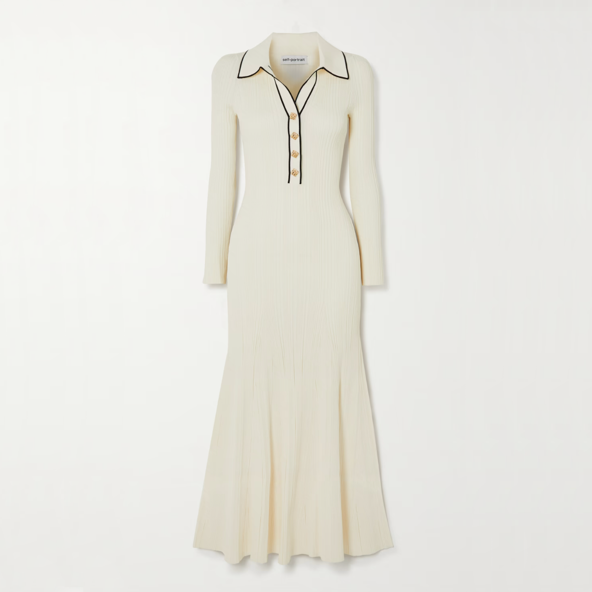Contrast-Tipped Midi Dress