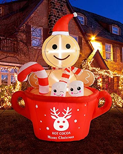 Gingerbread Man in Hot Cocoa Mug Inflatable 