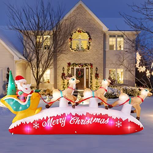 Santa Claus with Reindeer Sleigh Inflatable 