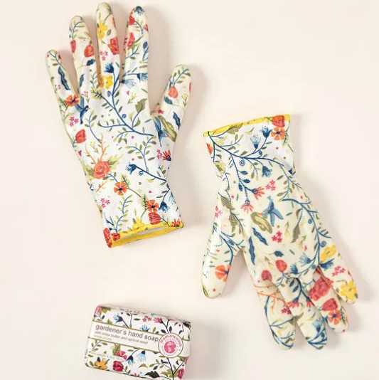 Floral-Printed Weeder Glove Spa Gift Set 