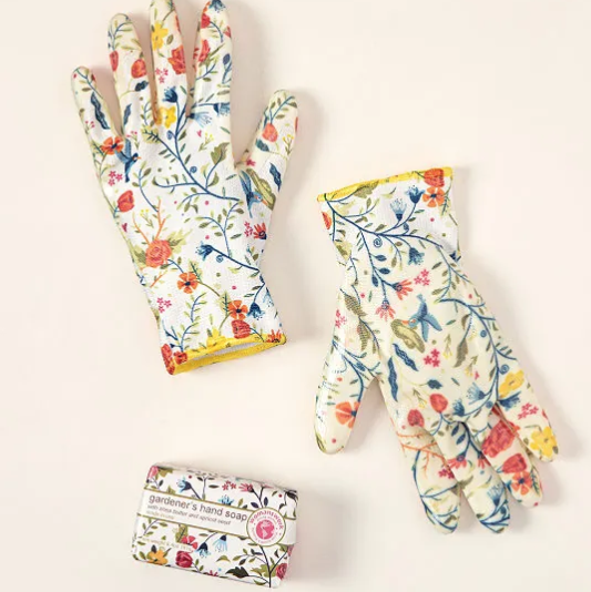 Floral-Printed Weeder Glove Spa Gift Set 
