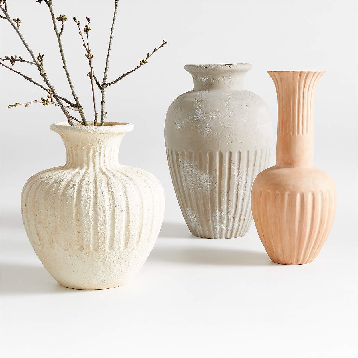 Cannelée Terracotta Vases