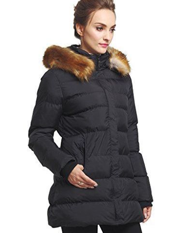 Women's Winter Puffer Jacket with Fur Trim Hood 