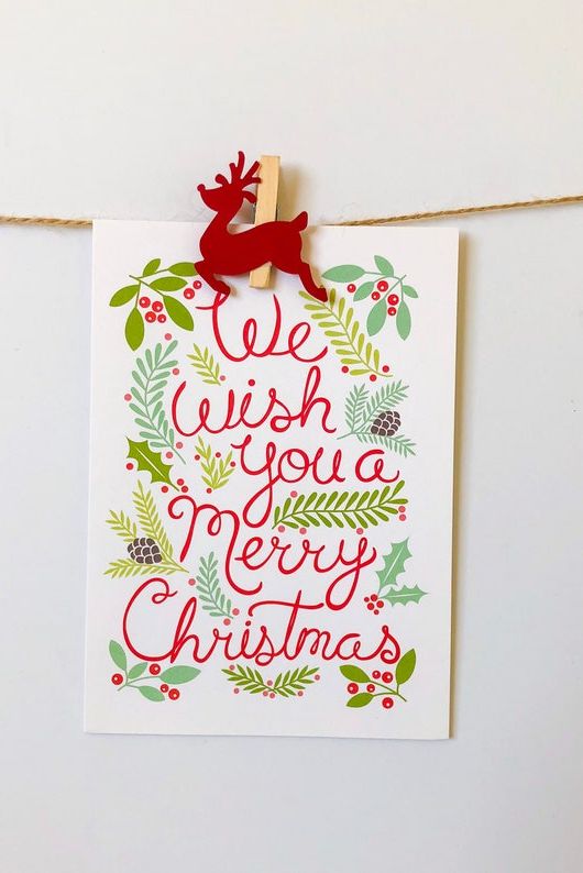 Reindeer Clothespins Christmas Card Holder
