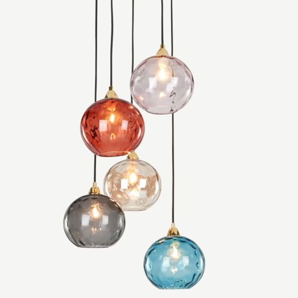 lámpara de techocon globos de cristal en colores, de made