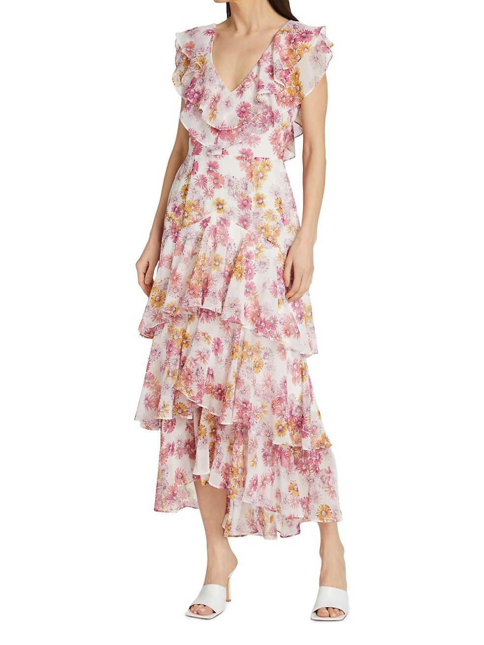Floral Tiered Ruffle Midi-Dress