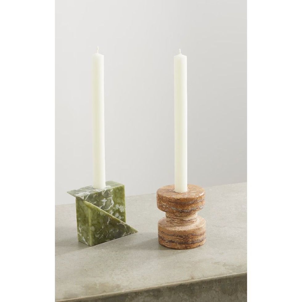 Ambra Set of Two Marble Candle Holders