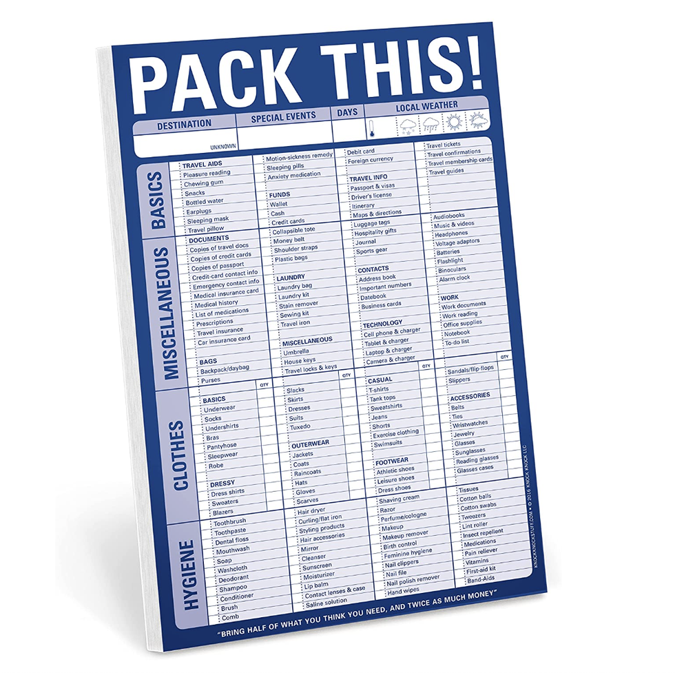 Packing Checklist Pad