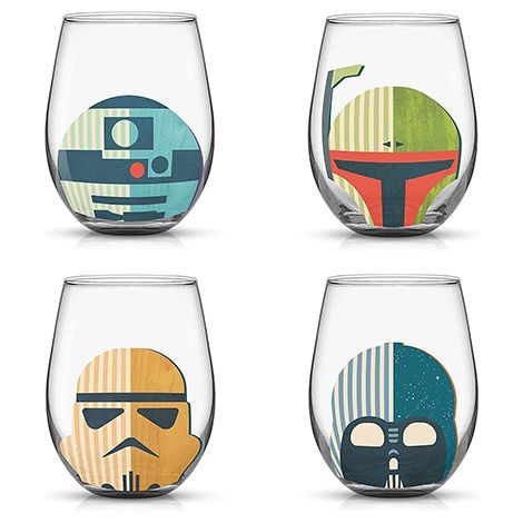 Unique Star Wars Wine Glass Set with Yoda and Chewbacca Designs