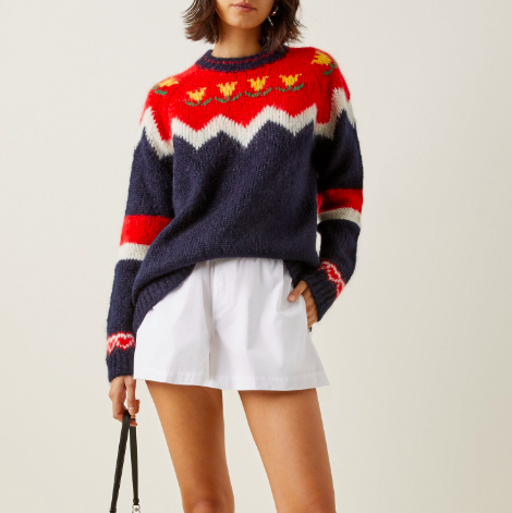 Intarsia Mohair-Blend Sweater