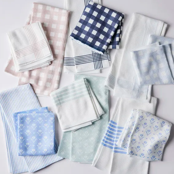 Geometry Vintage-Inspired Microfiber Kitchen Towels