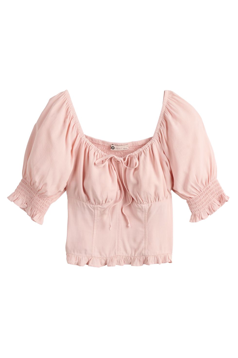 Cropped Tie-Front Puff Top