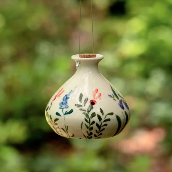 Hand-Painted Porcelain Hummingbird Feeder