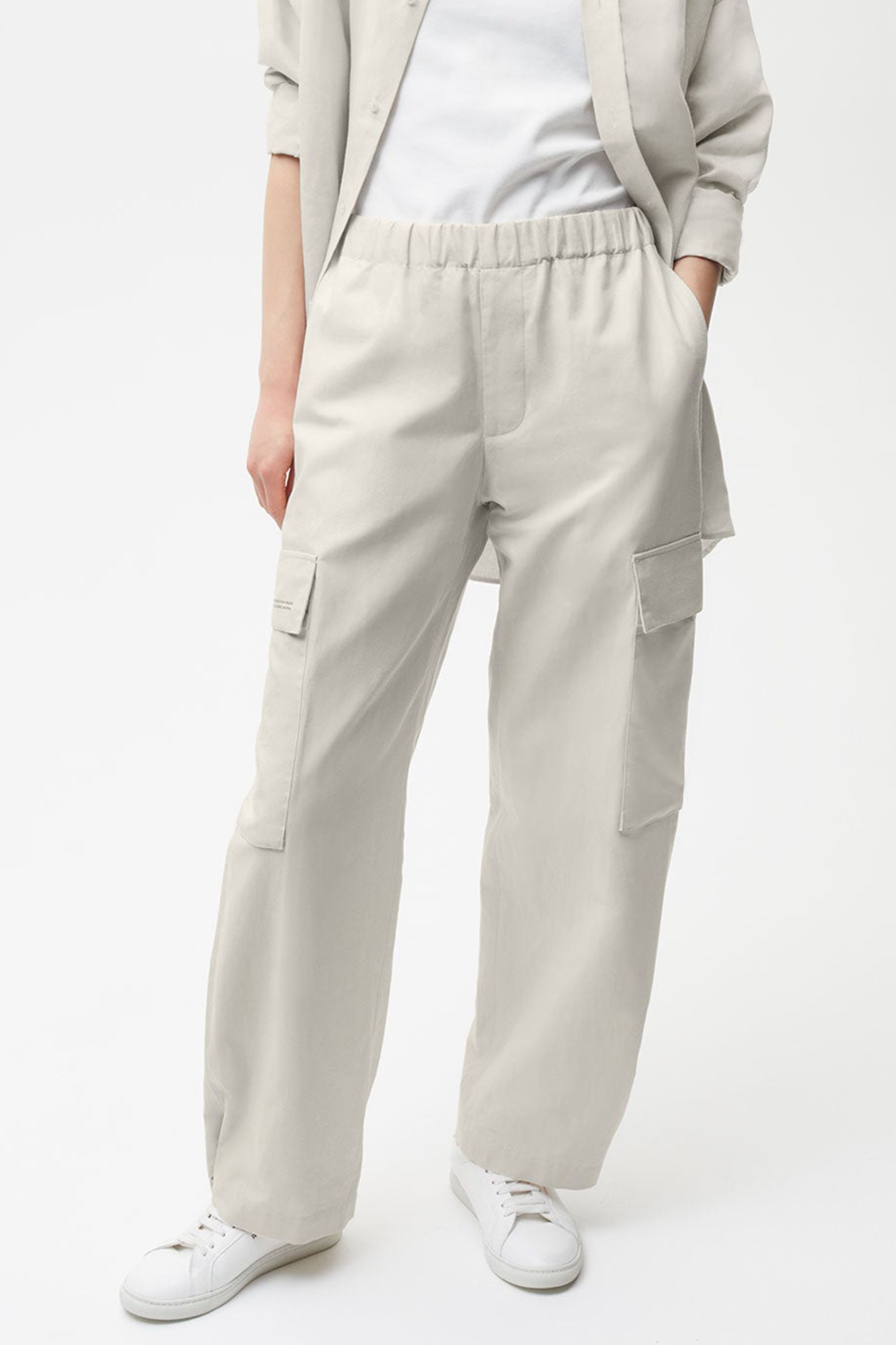 Womens Clothing Trousers Balmain Logo-button High-rise Jeans in White Slacks and Chinos Cargo trousers 