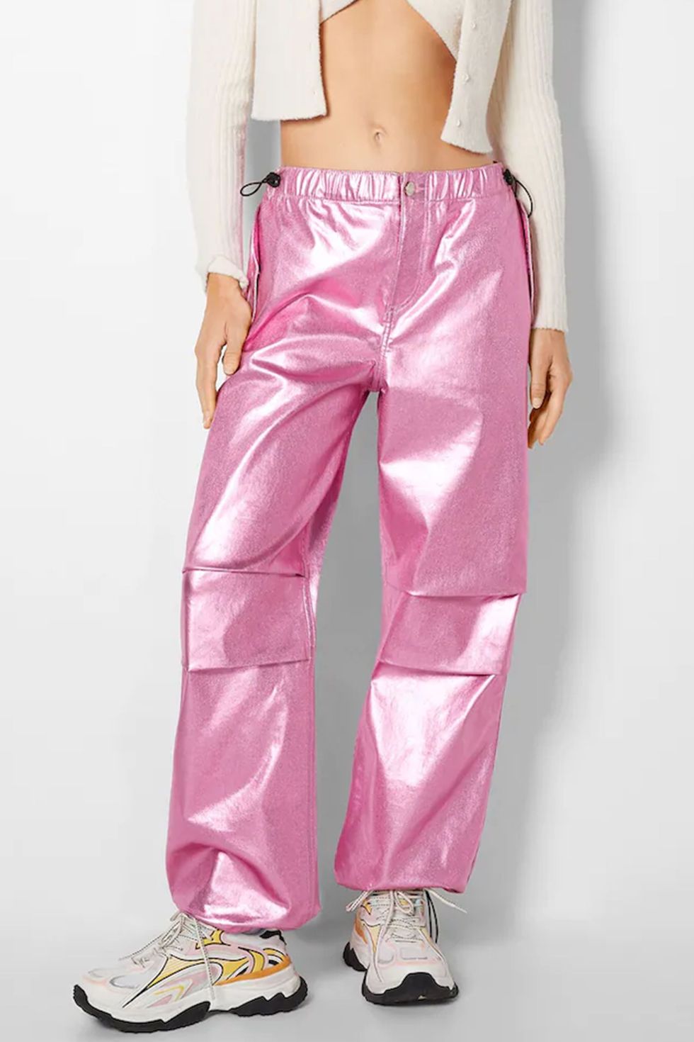 Loose Fit Parachute Pants Pink