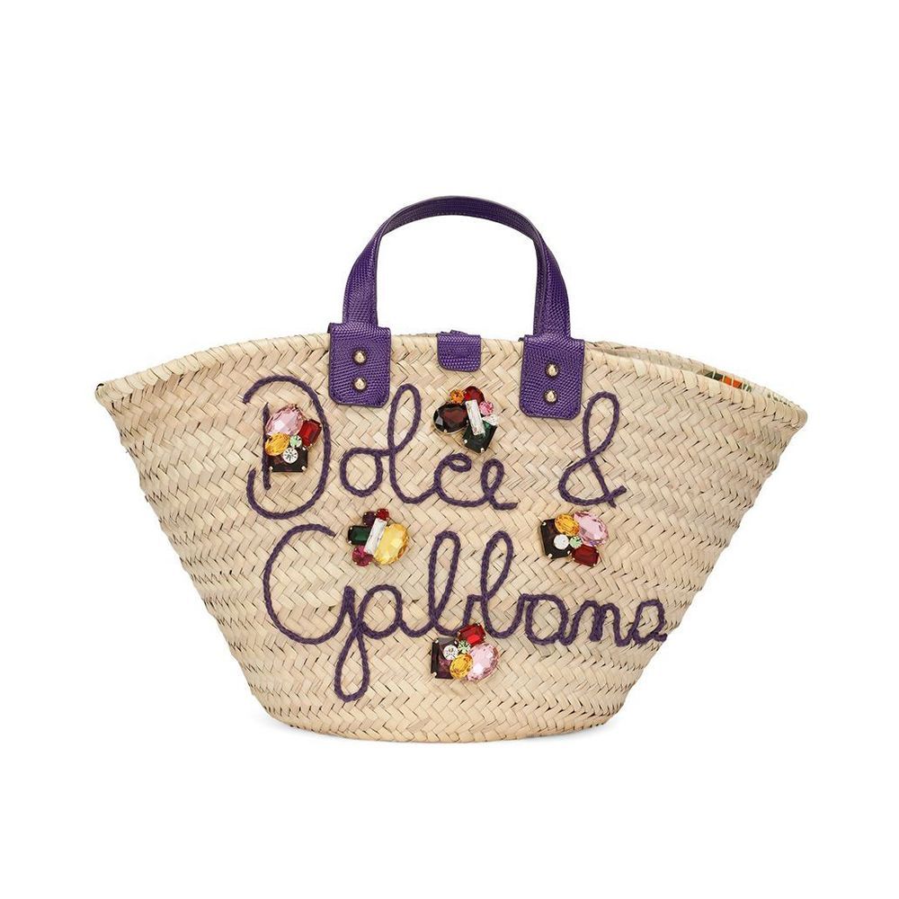 Dolce & Gabbana Logo-embroidered Raffia Tote Bag