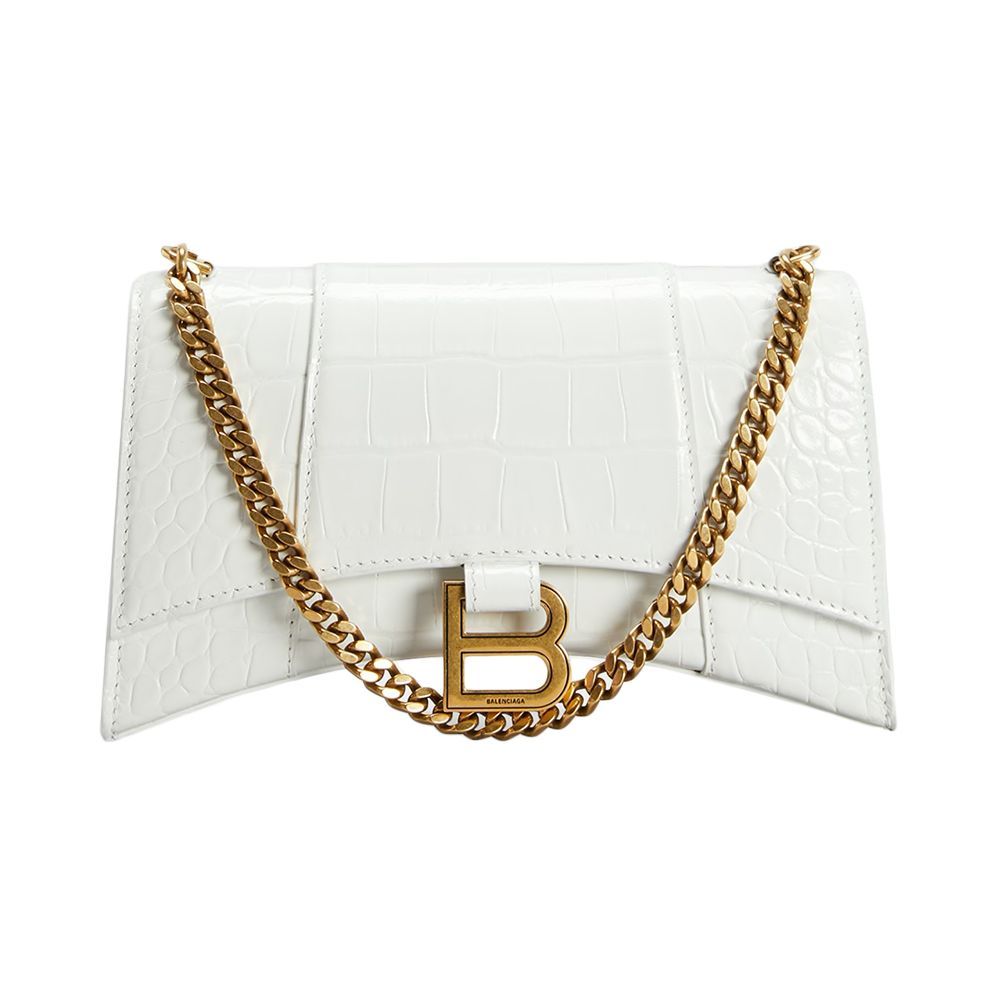 Hourglass Shiny Mock-Croc Chain Wallet