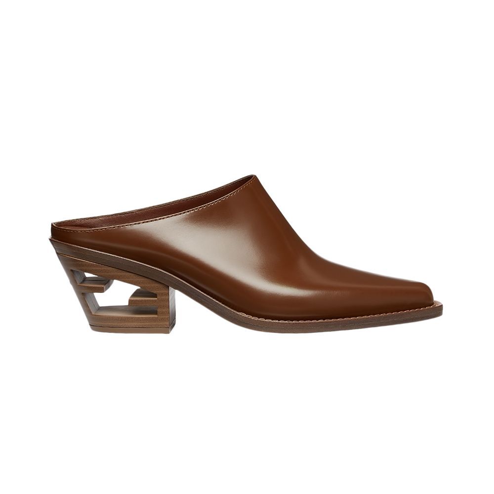 Vitello Leather Cutout-Heel Mules 