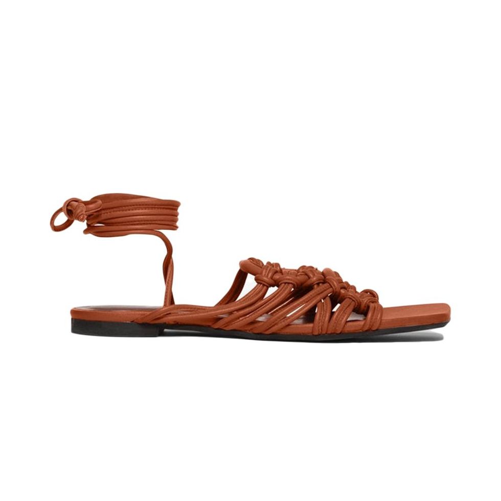 Adeline Leather Lace-Up Sandals