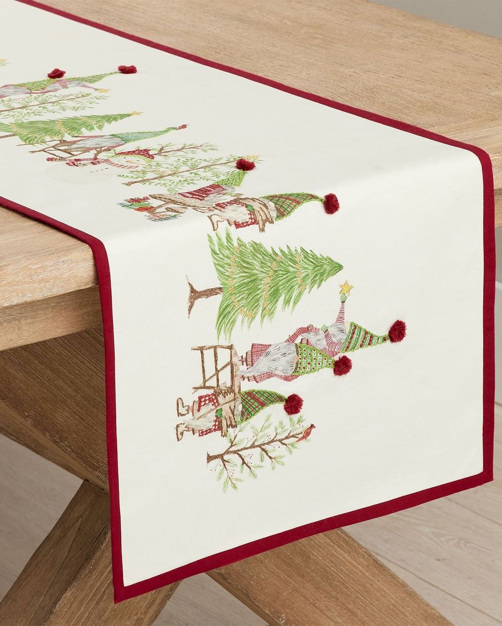 Forest Gnome Embroidered Table Runner