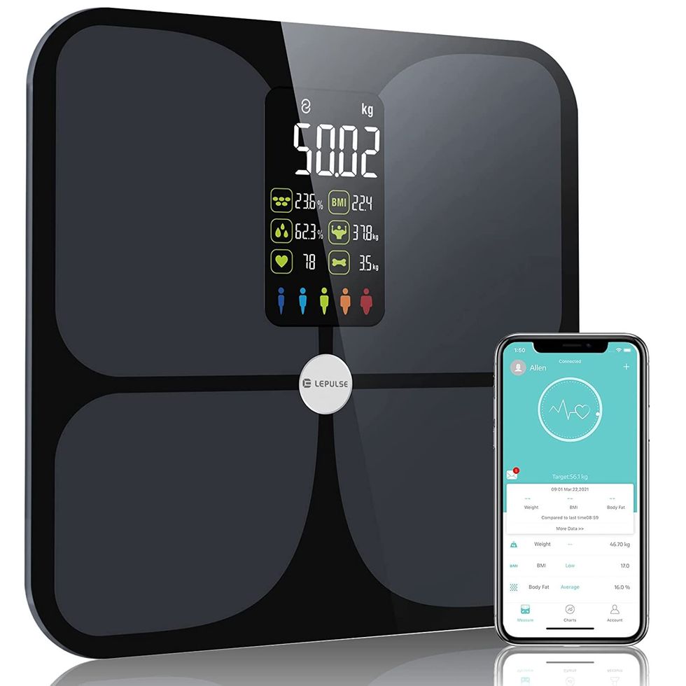  Báscula para peso corporal y grasa, báscula de peso de pantalla  grande, báscula de grasa corporal de alta precisión digital Bluetooth para  frecuencia cardíaca IMC, sincronización de analizador de : Salud