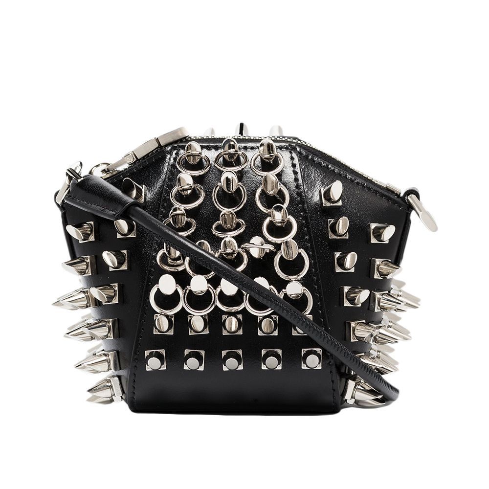 Mini leather bag with rivets