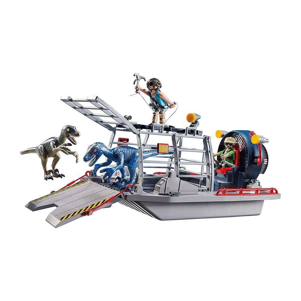 playmobil enemy airboat with raptor building set